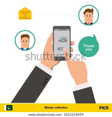 Money Transfer Phone One Account Another Stock Vector Royalty Free - money transfer with phone from one account to another text message internet banking concept pakistan rupee banknote vector illustration vector